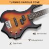 GLARRY Electric Bass Guitar 4 Strings Buring Fire Style Full Size for Beginner Right Hand with Bag, Strap and Accessories (Sunset) - Image 6