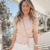 Women's Puff Short Sleeve Sweater Tops 2023 Spring Summer Trendy Crew/Square/V Neck Casual T Shirts Blouses A-Beige - Image 4